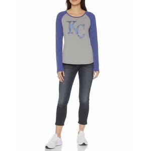 Touch By Alyssa Milano Womens Long Sleeve Size M KC Royals Raglan Rhinestone